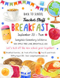 Editable Back to School Teacher Staff Brunch Flyer, 传单(美国信函) template