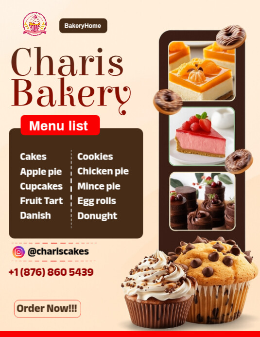 Editable Bakery Menu & Price List Flyer template