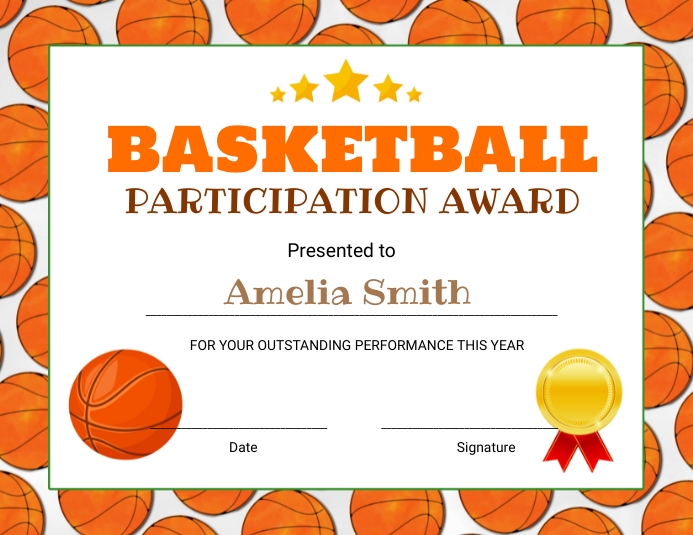 EDITABLE Baskettball Award Certificate Iflaya (Incwadi ye-US) template