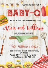 Editable BBQ Baby Shower Invitation A6 template