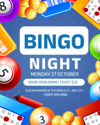 Editable Bingo Night Fundraiser & Game Night Flyer Instagram potrait template