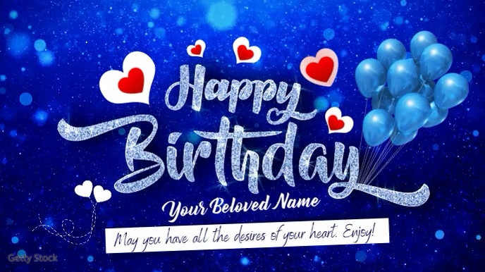 editable birthday wishes video template Цифровой дисплей (16 : 9)