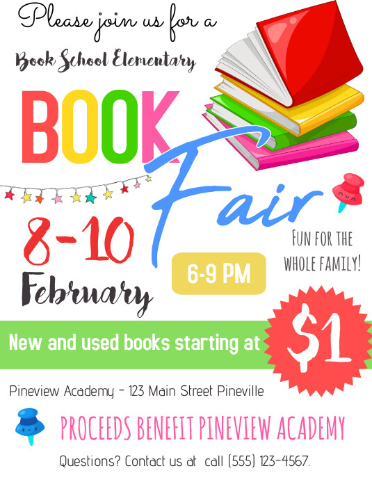 Editable Book Fair Flyer, School Fundraiser template
