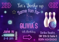 Editable Bowling Invitation A6 template