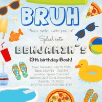 Editable Boys' Birthday Invite Template Instagram-bericht