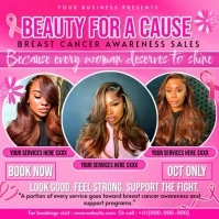 Editable Breast Cancer Awareness Hair Salon Sale Flyer – Support the Fight Instagram Post template