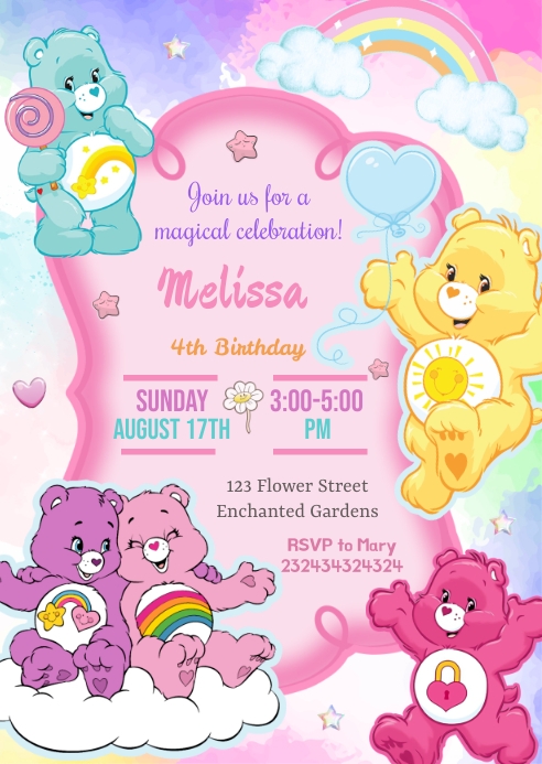 8  Care Bear Invitations TomasSteffan 8  Care Bear Invitations TomasSteffan