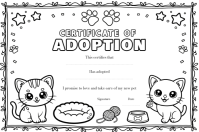 Editable cat Pet Adoption Certificate 4' × 6' Etiket template