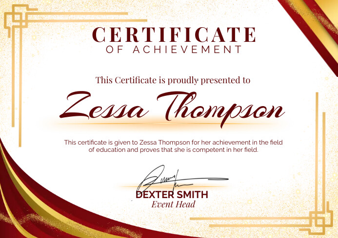 Editable Certificate of achievement Template A4