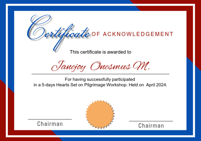 Editable Certificate of Acknowledgement A4 template