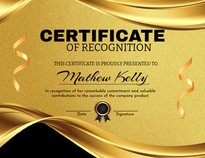 Copy of Editable certificate of recognition | PosterMyWall
