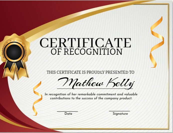 editable certificate of recognition Pamflet (Letter AS) template