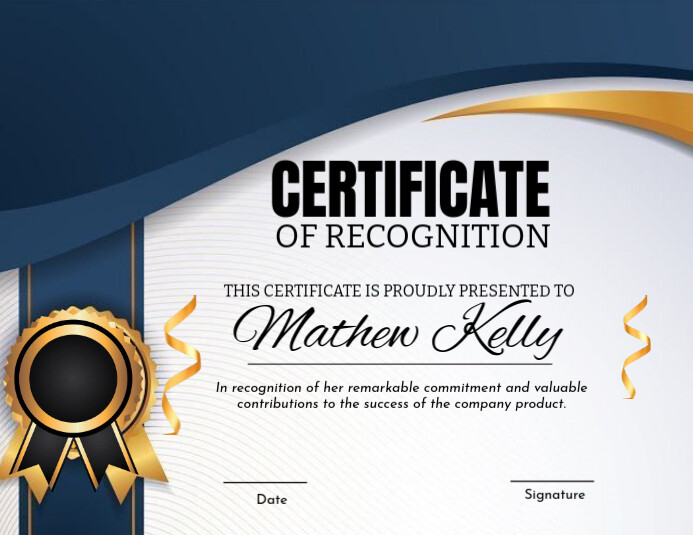 editable certificate of the recognition Flyer (US Letter) template