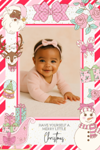 Editable Christmas Baby Photo Card Banner 4' × 6' template