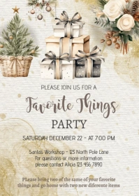 Editable Christmas  Favorite Things Party Invitation, A6 template
