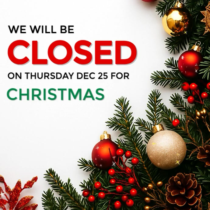 Editable Christmas Holiday Closure Notice Template Business Closed