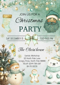 Editable Christmas Party Invitation A6 template