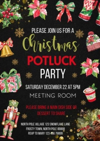 Editable Christmas Potluck Flyer A6 template