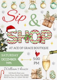 EDITABLE Christmas Sip & Shop Flyer A6 template