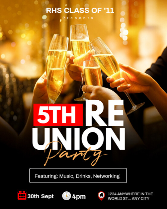 Editable Class Reunion & Alumni Party Flyer Instagram Portrait template