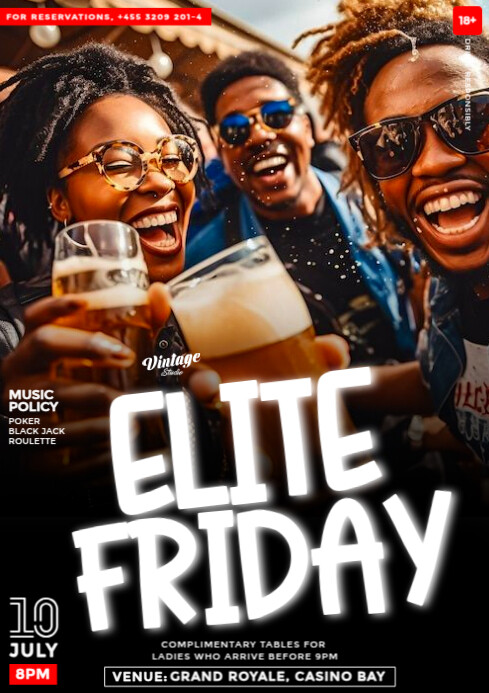 Black Maximalist 3D Elite Friday Night Club Party Event Flyer A4 template