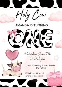 Editable Cowgirl Birthday Invitation, Cowgirl First Birthday Invitation A6 template