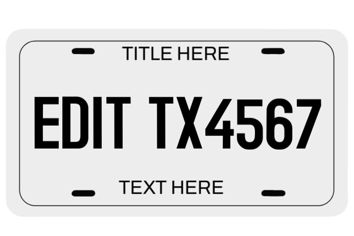 Editable Custom License Plate Number Maker 标签 template