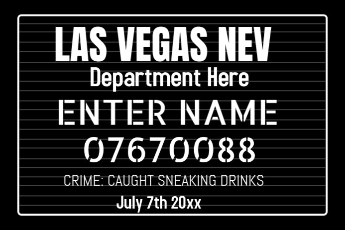 Editable Custom Mugshot Sign Board Personalize Template Rótulo