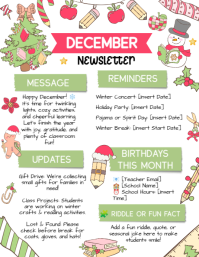 Editable December Classroom Newsletter Template – Printable School Teacher Monthly Newsletter Christ Pamflet (VSA Brief)