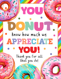EDITABLE Donut Teacher Appreciation Sign Flyer (Letter pang-US) template
