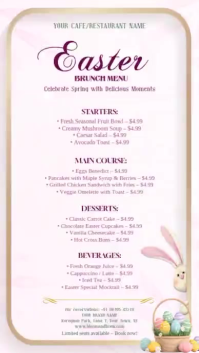 editable easter brunch menu social media template Reel do Instagram