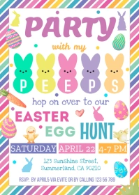 Editable Easter Egg Hunt Invitation A6 template