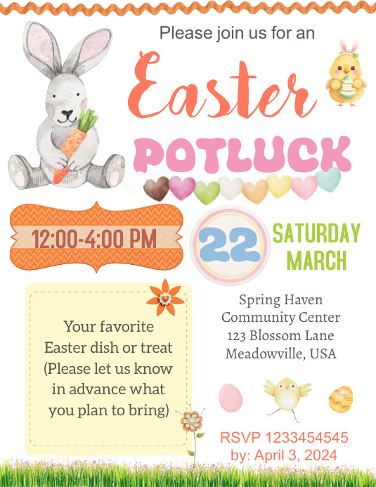 Modèle Editable Easter Potluck Invitation | PosterMyWall
