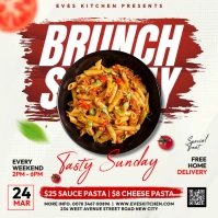 Editable Easter Sunday American brunch invitation flyer poster template Instagram post design