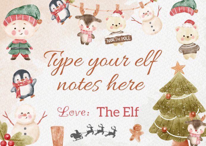 Elf Note Backround Copy of Editable Elf Note Cards Template | PosterMyWall
