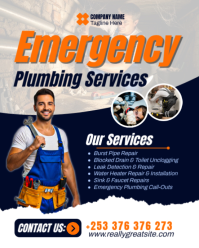 Purple Emergency Plumbing Services Instagram Portrait Template