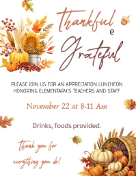 Editable Fall Appreciation Flyer, fall Teacher Luncheon Invite template