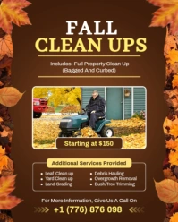 Editable Fall Cleanup & Landscaping Services flyer Instagram Portrait template