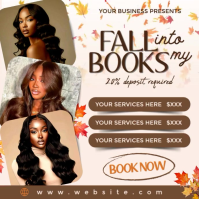 Editable Fall Into My Books Flyer | Autumn Hair Stylist Booking Template Instagram Post