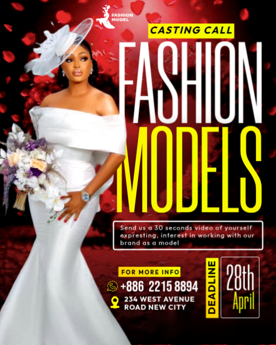 Model Contest Invitation Editable fashion model casting call runway models audition event ...