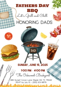 editable Fathers Day Bbq Invitation, A6 template