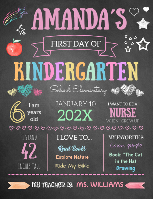Editable First Day of School, Sign Back to School, Flyer (US Letter) template