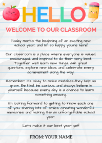 白色 Classroom Welcome A6 Template