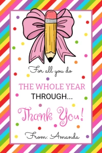 Editable For All You Do Whole Year Teacher Gift Tag Banner 4' × 6' template