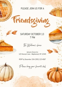 Editable Friendsgiving Dinner Invitation A6 template