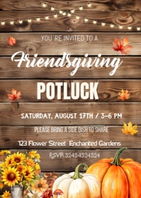 Editable Friendsgiving Thanksgiving Party Invitation A6 template