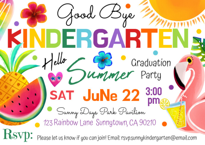 editable Goodbye Kindergarten Hello Summer Template | PosterMyWall