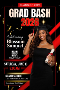 Editable graduation party flyer / class of 2026 โปสเตอร์ template