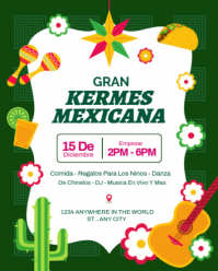 Editable Gran Kermes Mexicana & Fiesta Flyer Instagram Portrait template