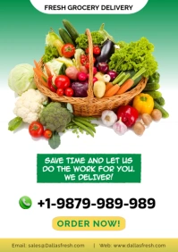 Editable Grocery store Delivery Business flye A5 template
